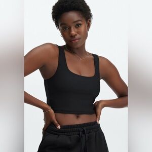 Black Cropped Tank Top with Built in Bra